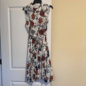 Tahari Floral Sleeveless Midi Dress - White and Red